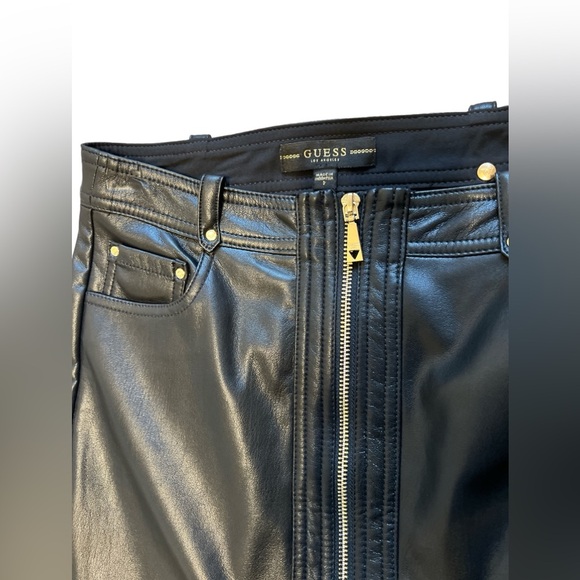 GUESS Black size 2 Buttery Soft Vegan Leather Skirt w/ full length front zipper - Picture 4 of 6